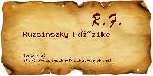 Ruzsinszky Füzike névjegykártya